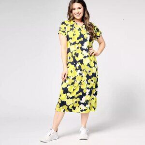 NEW zuda Z-Cool Ruched Shoulder Short Sleeve Dress-Hot Lime-Small-A638413